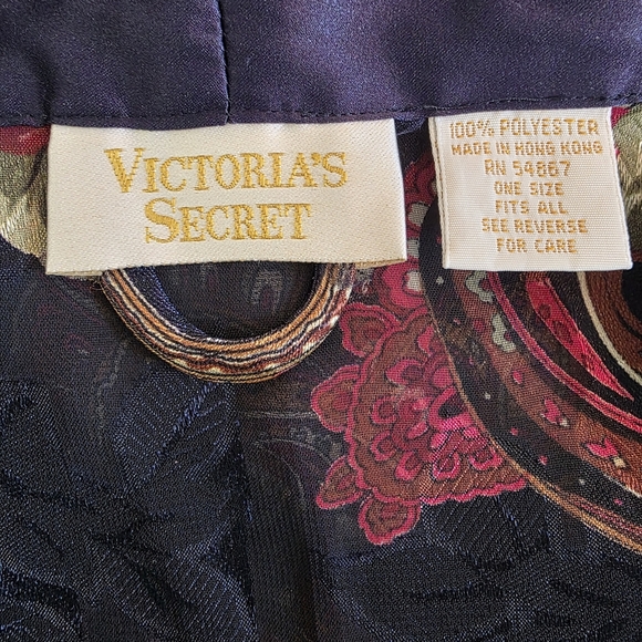 Vintage Victoria's Secret Gold Label Satin Paisley Short Robe- One Size - Picture 6 of 8